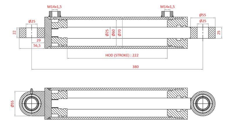 Cilindru servodirectie pentru Case IH, FIAT, New Holland cod OEM 5134221, 5144124, 5144126, 5143970, 5156718